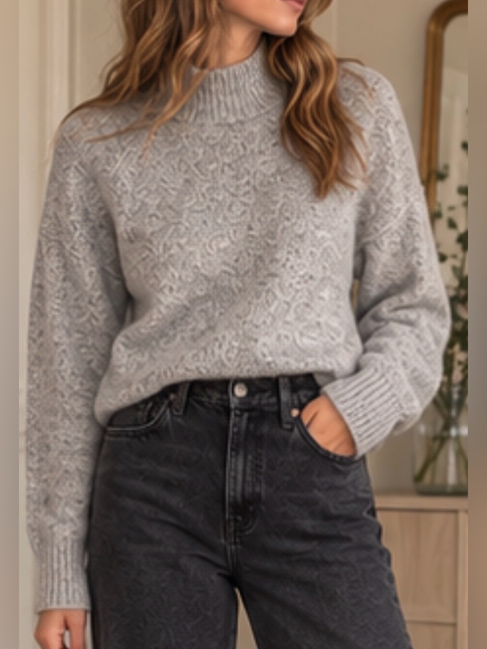 Everlane The Cloud Oversized Turtleneck Heather Grey Alpaca Merino M
